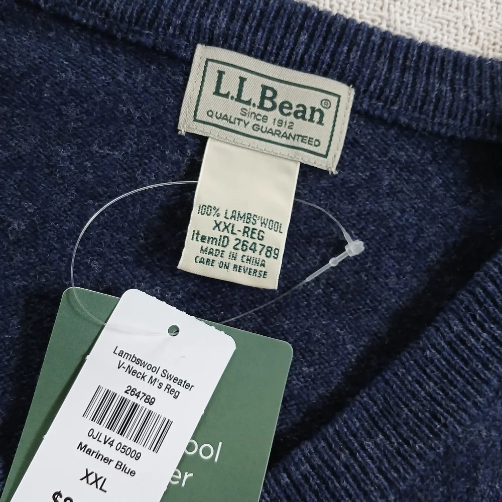 l.l bean ♡ lambswool sweater mens xxl blue v neck dad grandpa vintage preppy